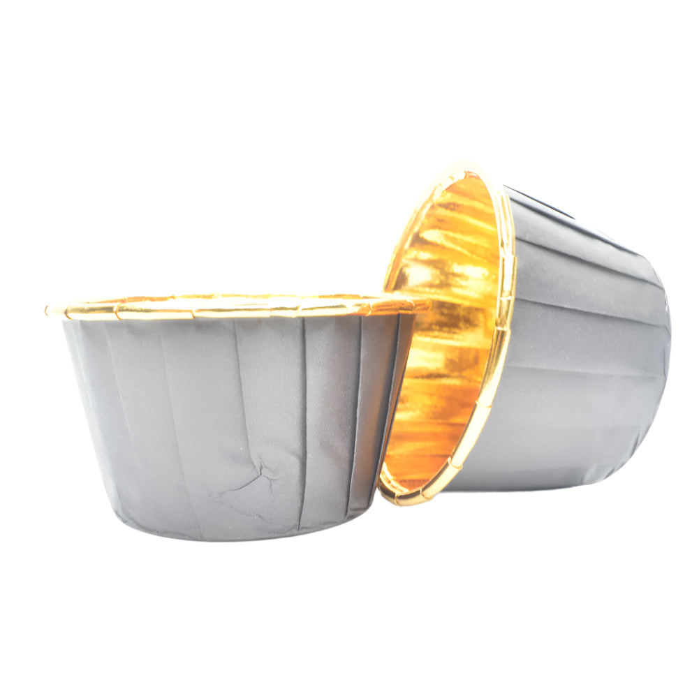 Two Black Baking Cups 50-Piece Packets placed side by side on a white background.