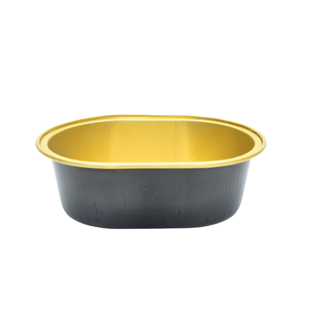Black Egg Shaped Foil Containers on a white background.