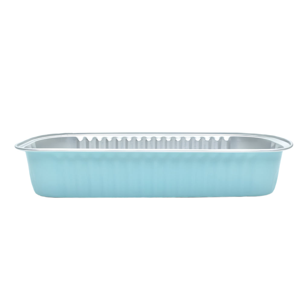 Blue Rectangular Foil Containers on a white background