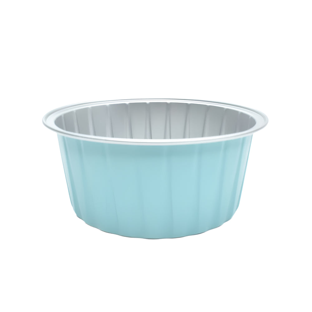 Blue Round Foil Containers on a white background.