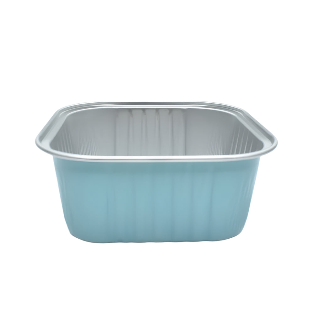 Blue Square Foil Containers on a white background.