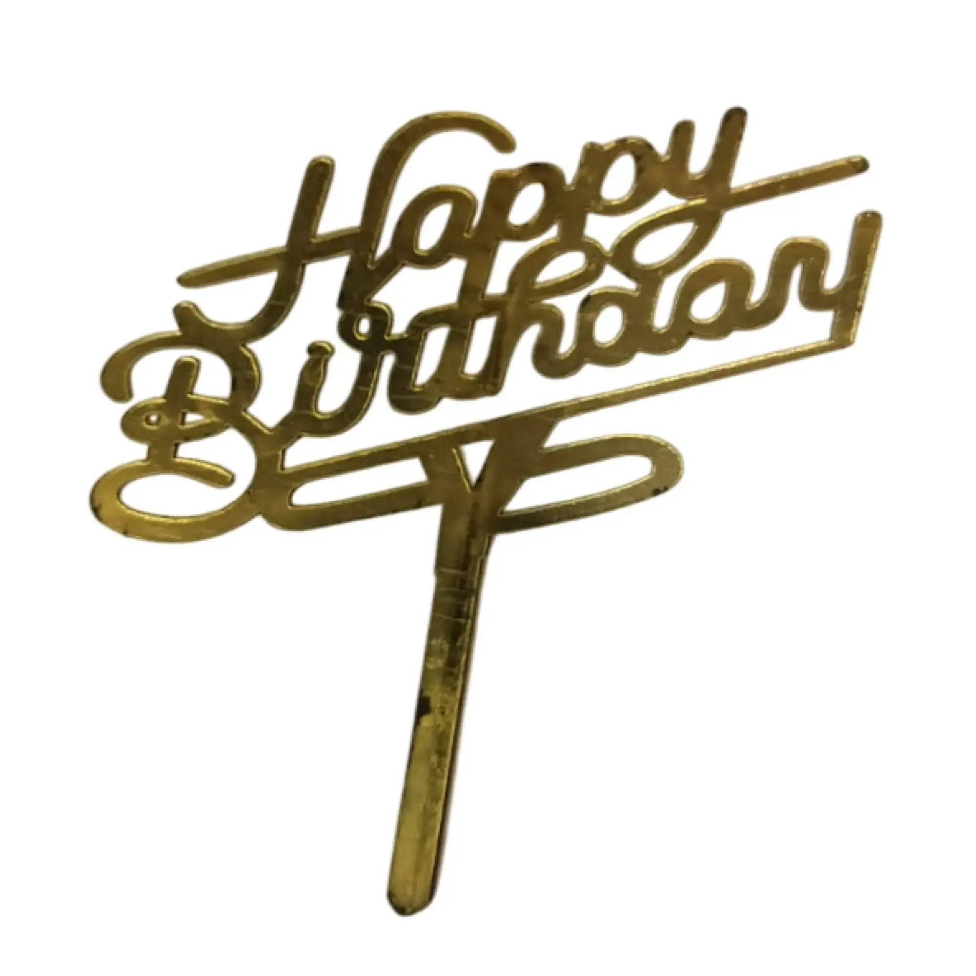 Acrylic Golden Happy Birthday Cake Topper – Pack of 10 Elegant Cake Toppers  TPR195
