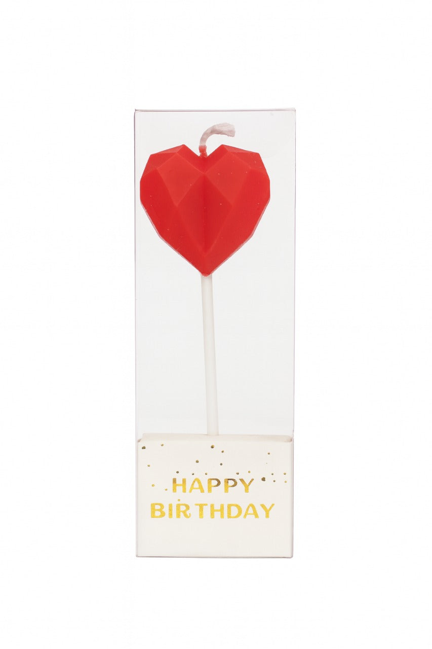 Heart-Shaped Happy Birthday Cake Candle – Romantic Party Cake Decoration | CD021