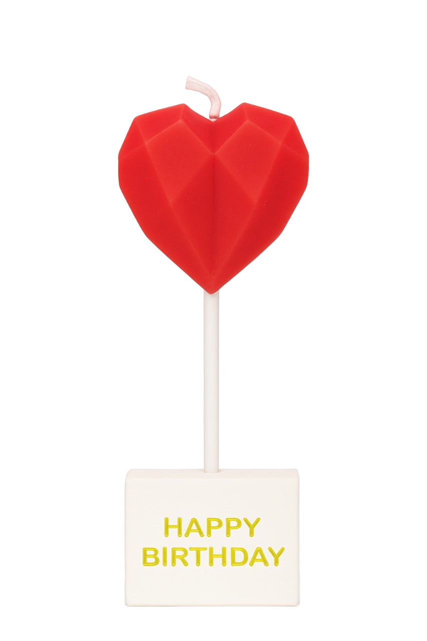 Heart-Shaped Happy Birthday Cake Candle – Romantic Party Cake Decoration | CD021