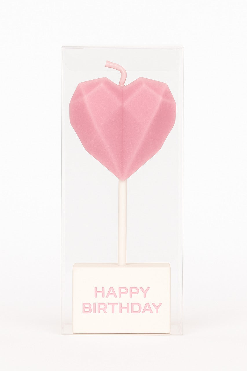 Heart-Shaped Happy Birthday Cake Candle – Romantic Party Cake Decoration | CD021