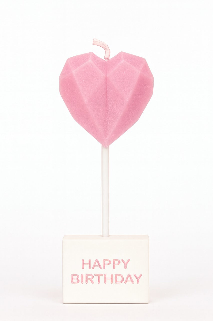 Heart-Shaped Happy Birthday Cake Candle – Romantic Party Cake Decoration | CD021