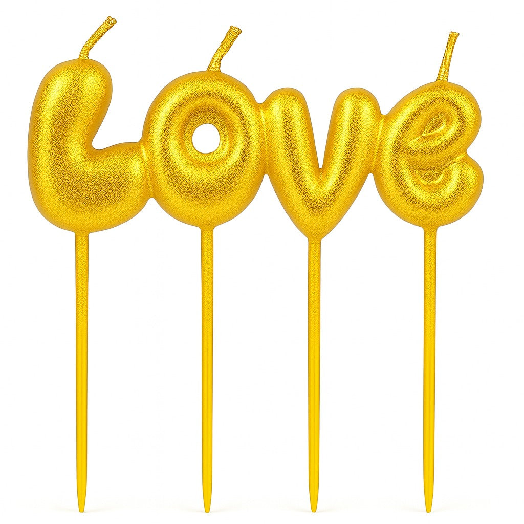 LOVE Letter Birthday Cake Candles – Gold & Silver Party Cake Topper | CD023