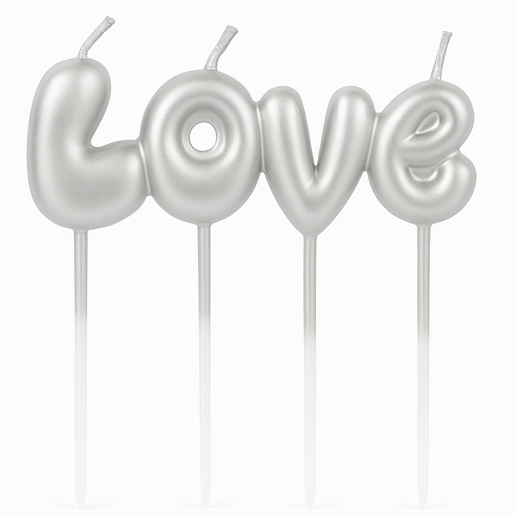 LOVE Letter Birthday Cake Candles – Gold & Silver Party Cake Topper | CD023