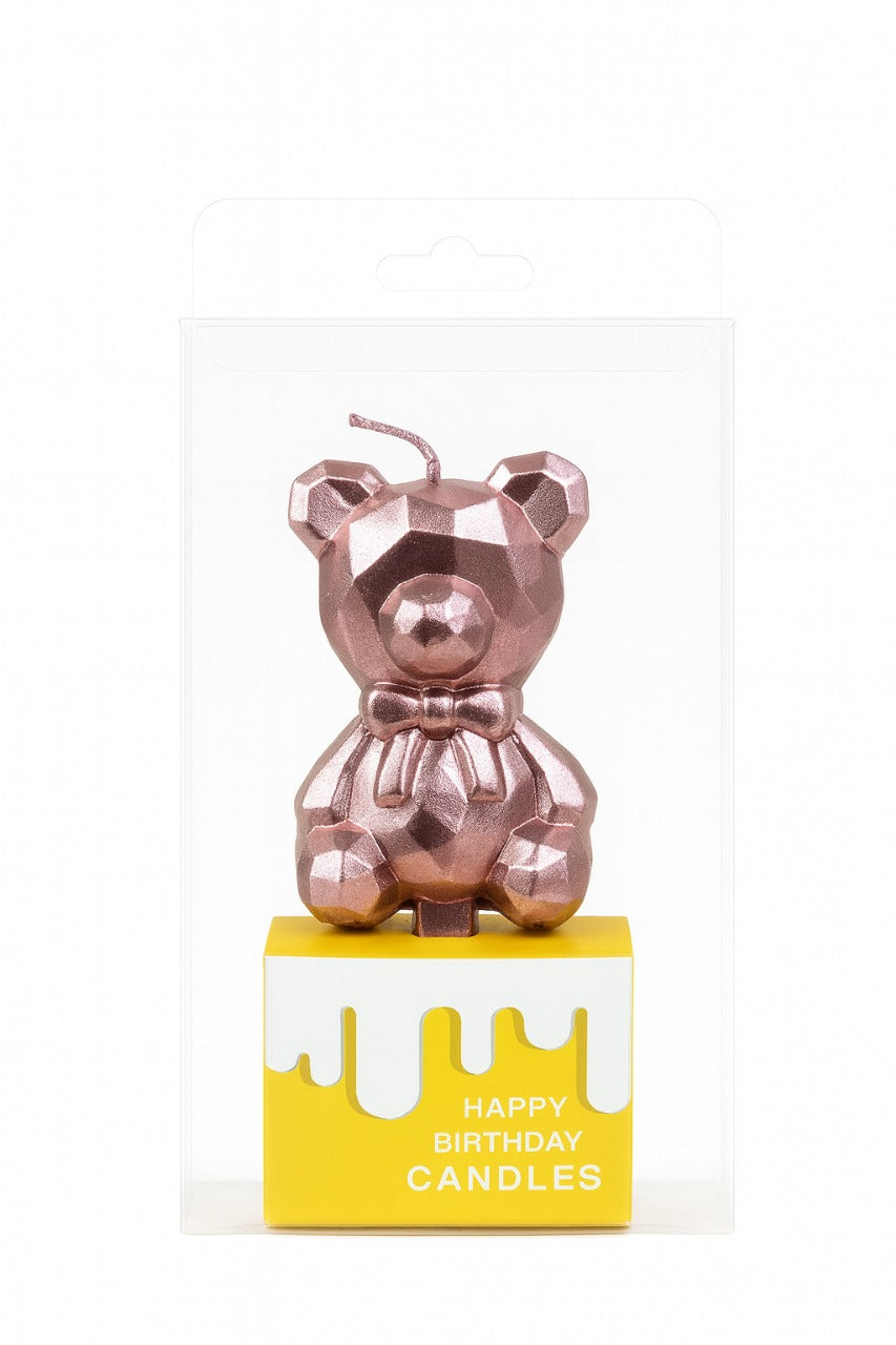 3D Teddy Bear Birthday Cake Candle – Metallic Party Cake Toppers | CD025