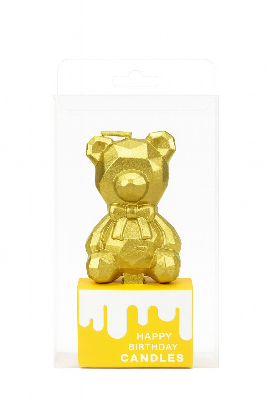 3D Teddy Bear Birthday Cake Candle – Metallic Party Cake Toppers | CD025
