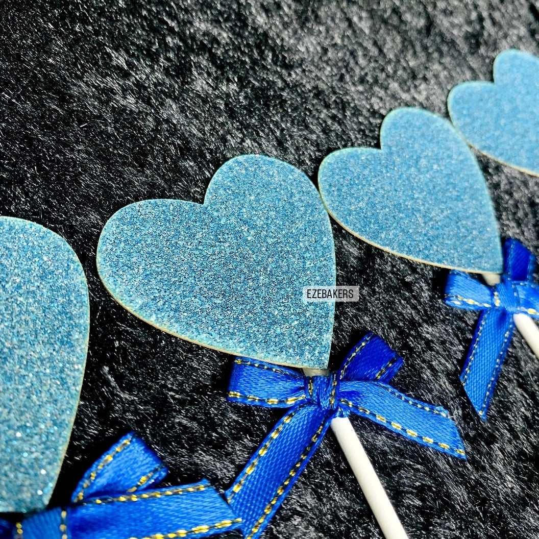4 Piece  Glitter Heart Shape Cake Topper TPR055