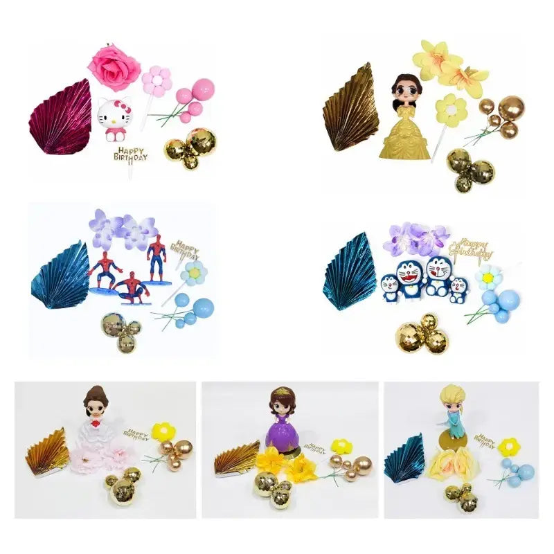 TPR240 Birthday Cake Topper Decoration Kit for Kids | Cartoon & Princess Cake Decor Set