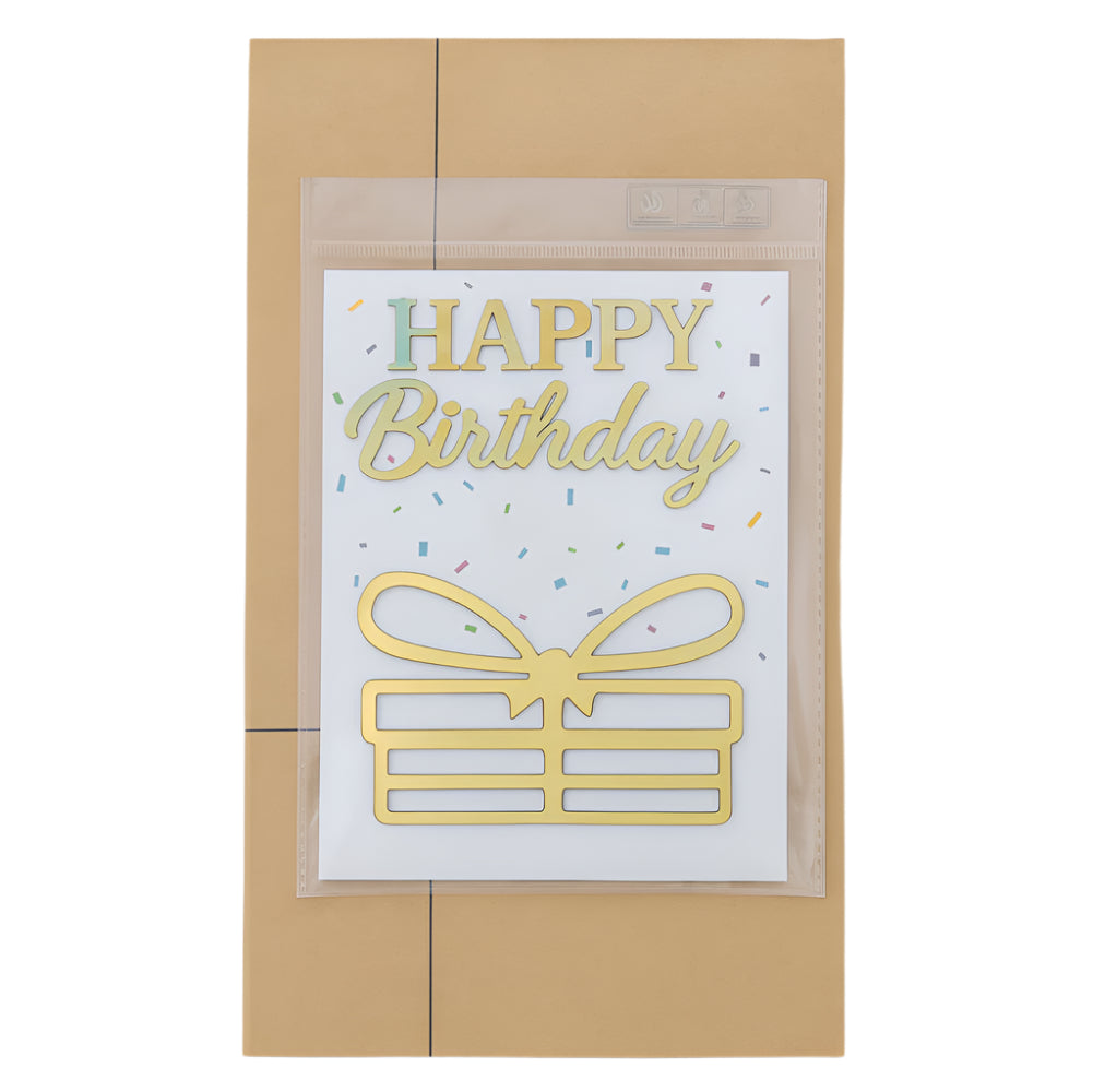 Gravity Defying Cake Stand folded in it's packet on a white background