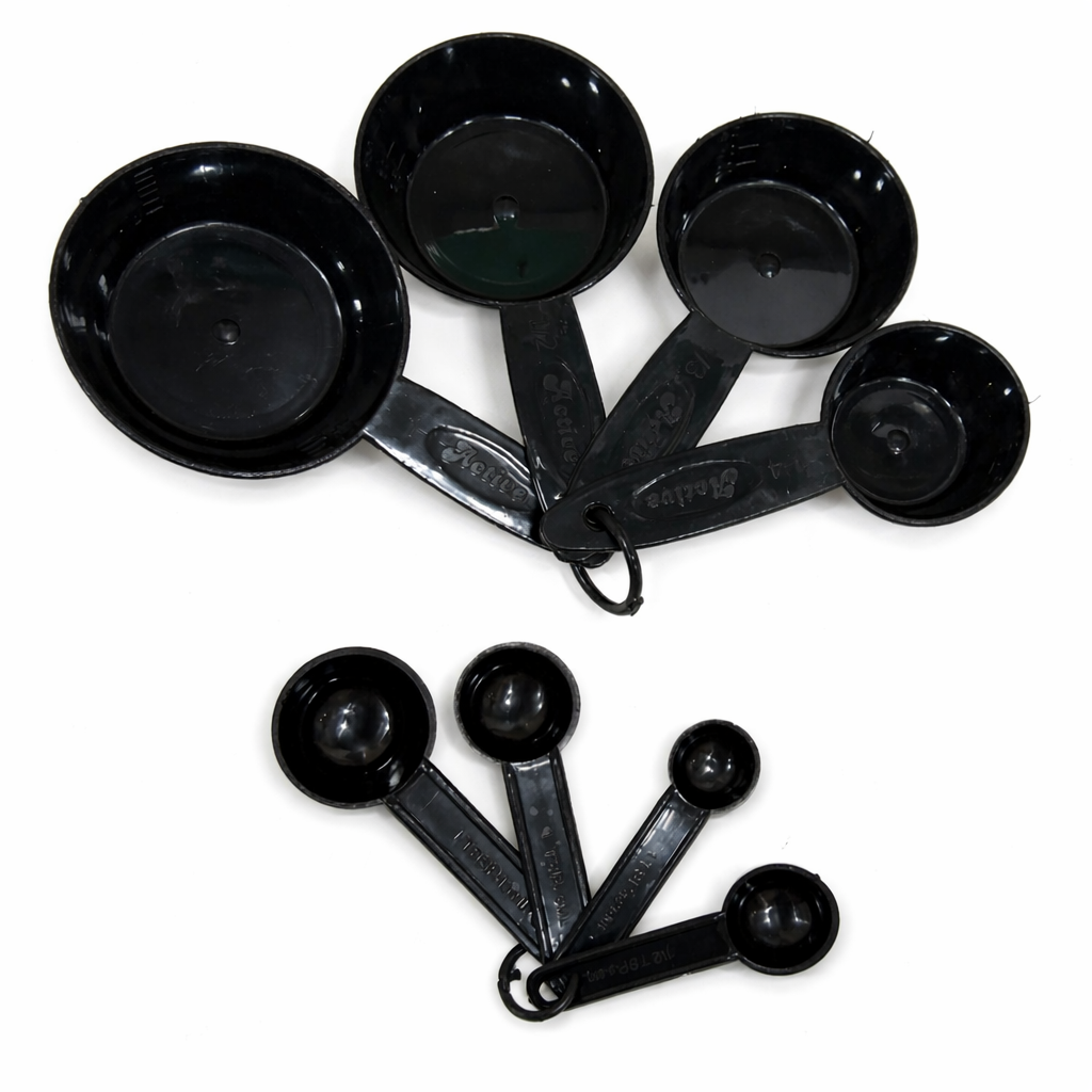 Plastic Measuring Spoon and Cup Set, 8-Pieces black BT243