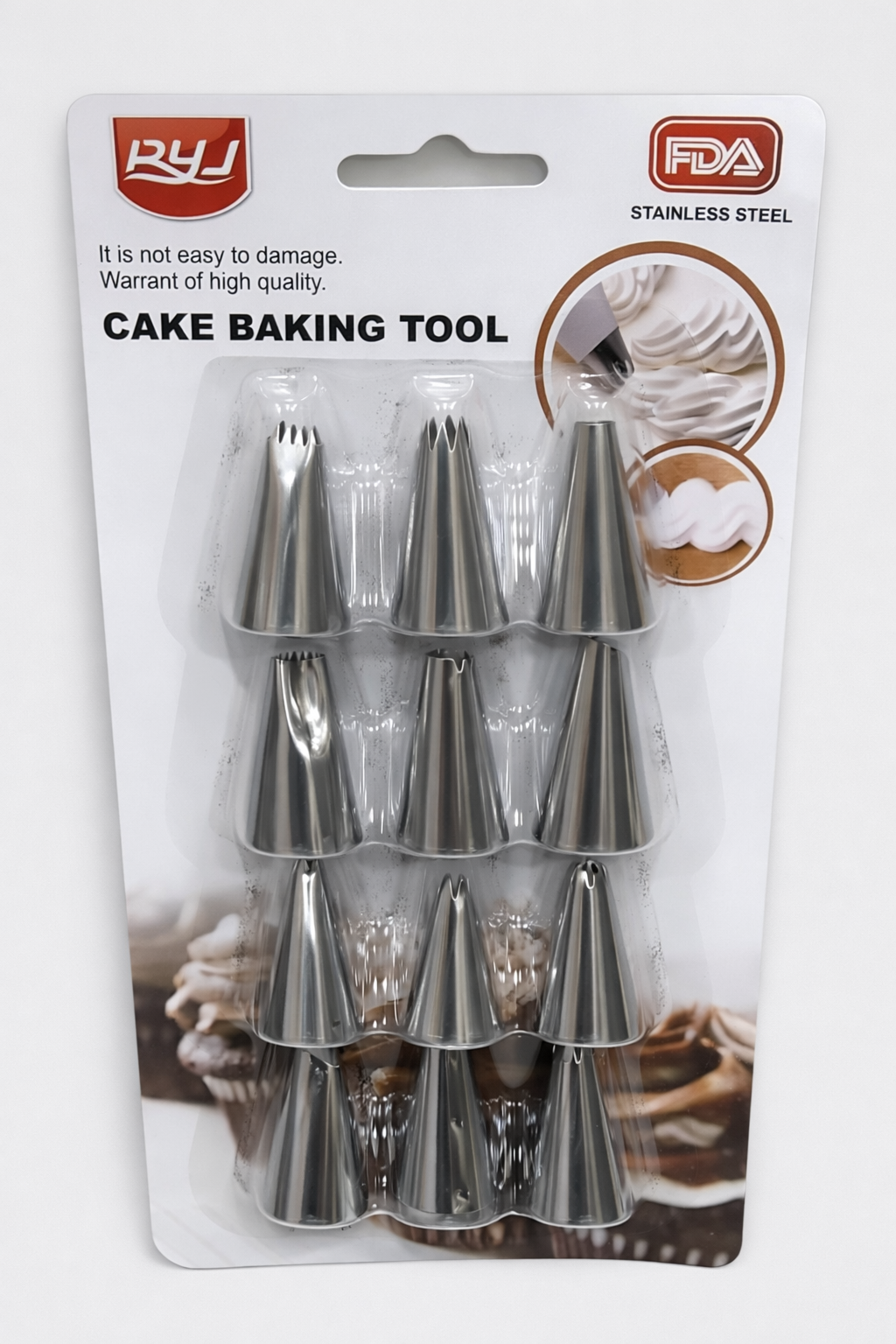 12 in 1 Stainless Steel Piping Nozzle Set for Cake Decorating | BT241B