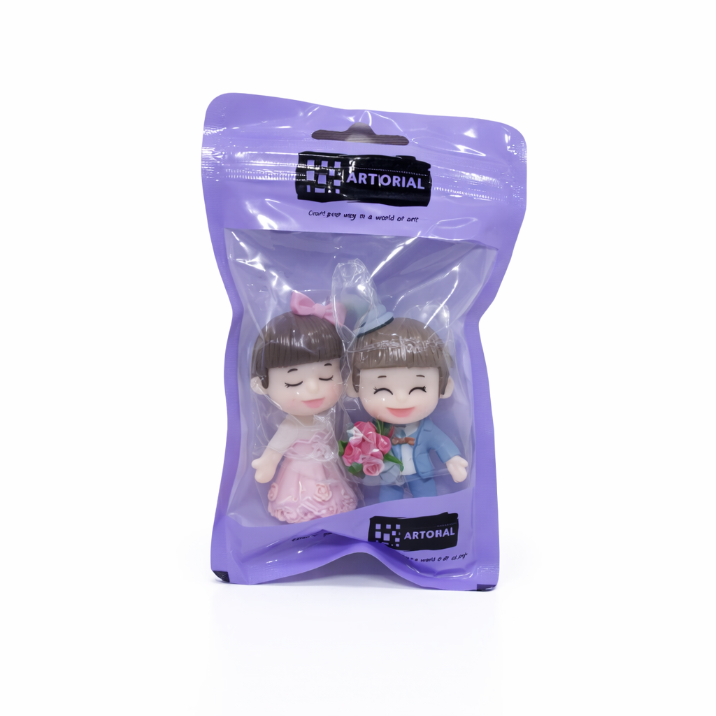 Cute Wedding Couple Cake Topper Figurines – Bride & Groom Set | MTRC325A