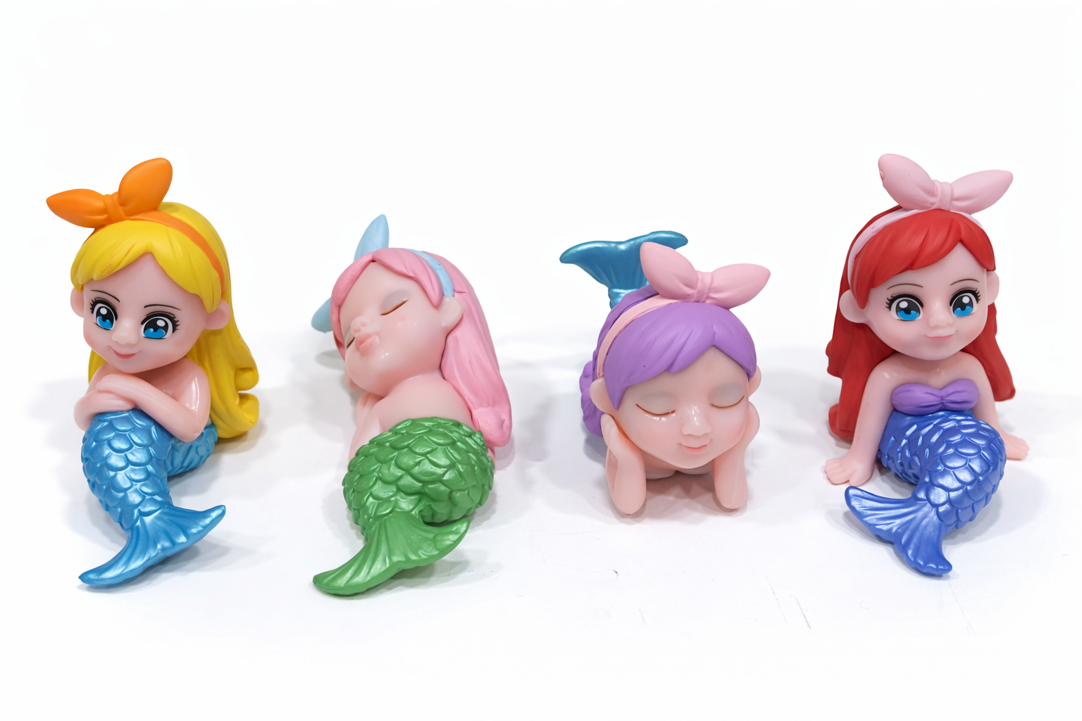Cute Mermaid Cake Topper Figurines – Sleeping & Sitting Mermaid Set | MTRC431