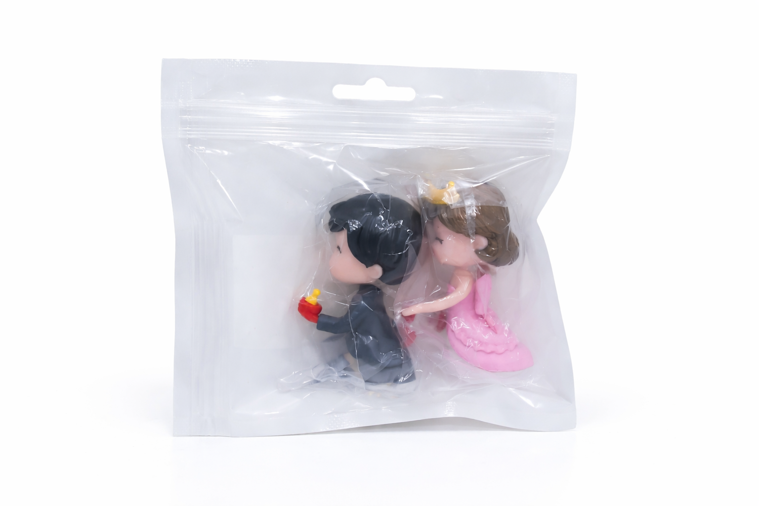 Cute Prince & Princess Cake Topper Figurines – Crown Bride & Baby Bottle Groom Set | MTRC216