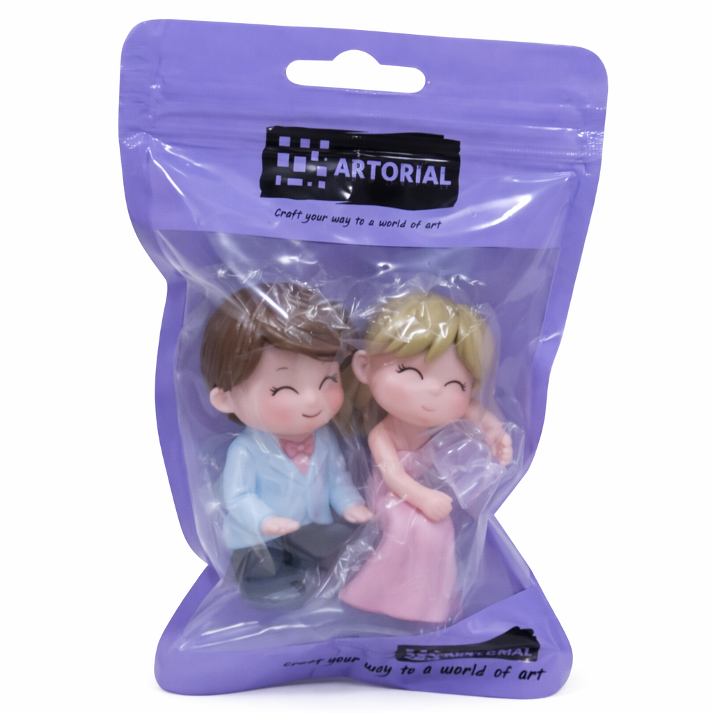 Cute Couple Standing Cake Topper Figurines – Smiling Boy & Girl | MTRC212
