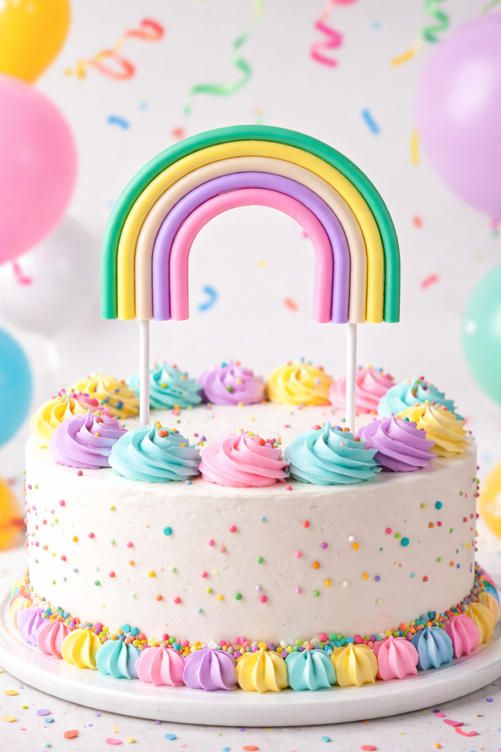 Multicolour Rainbow Arch Cake Topper Set – Soft TPR Decoration | TPR235