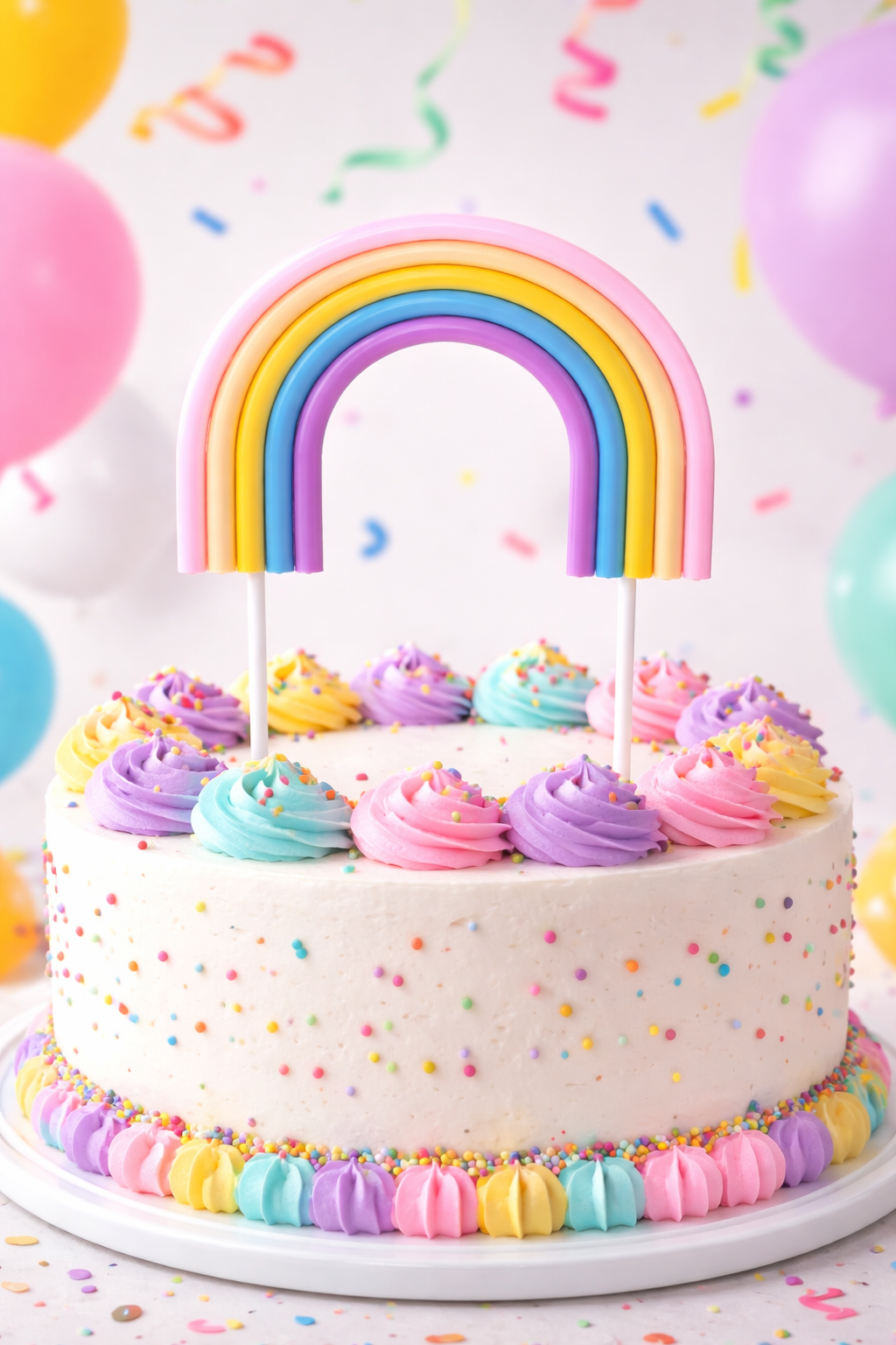 Multicolour Rainbow Arch Cake Topper Set – Soft TPR Decoration | TPR235