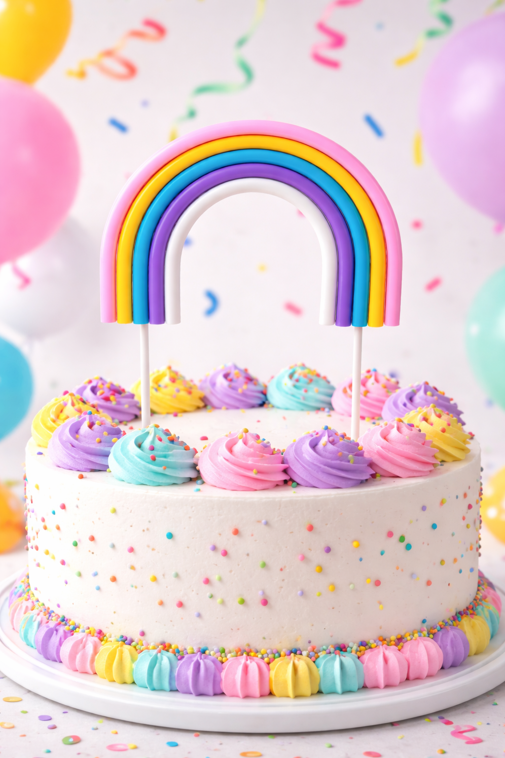 Multicolour Rainbow Arch Cake Topper Set – Soft TPR Decoration | TPR235