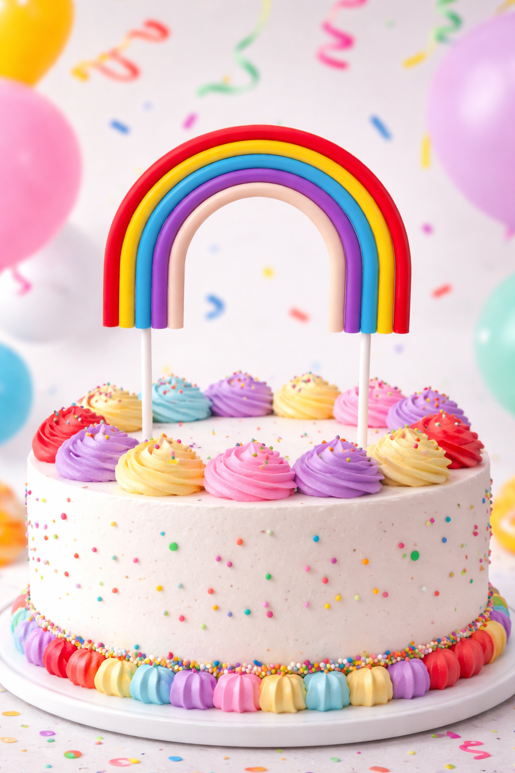 Multicolour Rainbow Arch Cake Topper Set – Soft TPR Decoration | TPR235