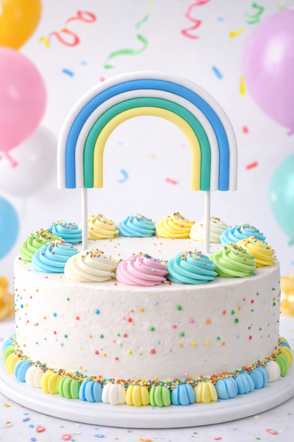 Multicolour Rainbow Arch Cake Topper Set – Soft TPR Decoration | TPR235