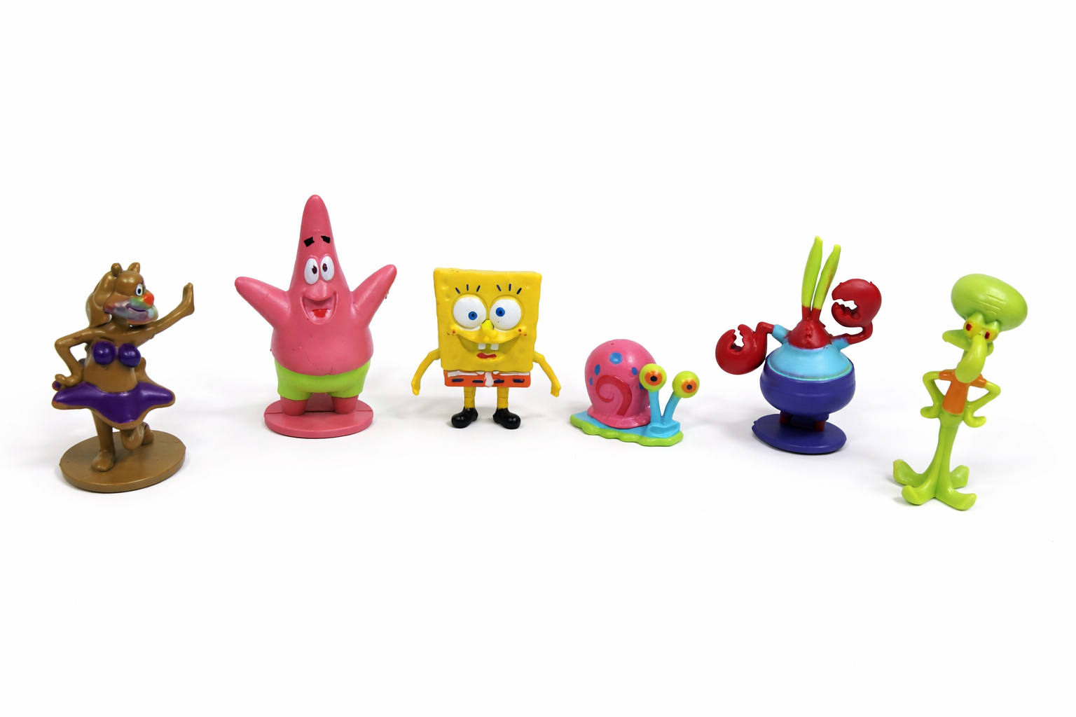 SpongeBob SquarePants Cartoon Cake Toppers – PVC Mini Figures on a white background