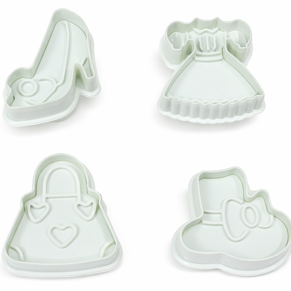 Princess Theme Fondant Plunger Cutter Set – Dress, Shoe & Bag Shapes | CT174