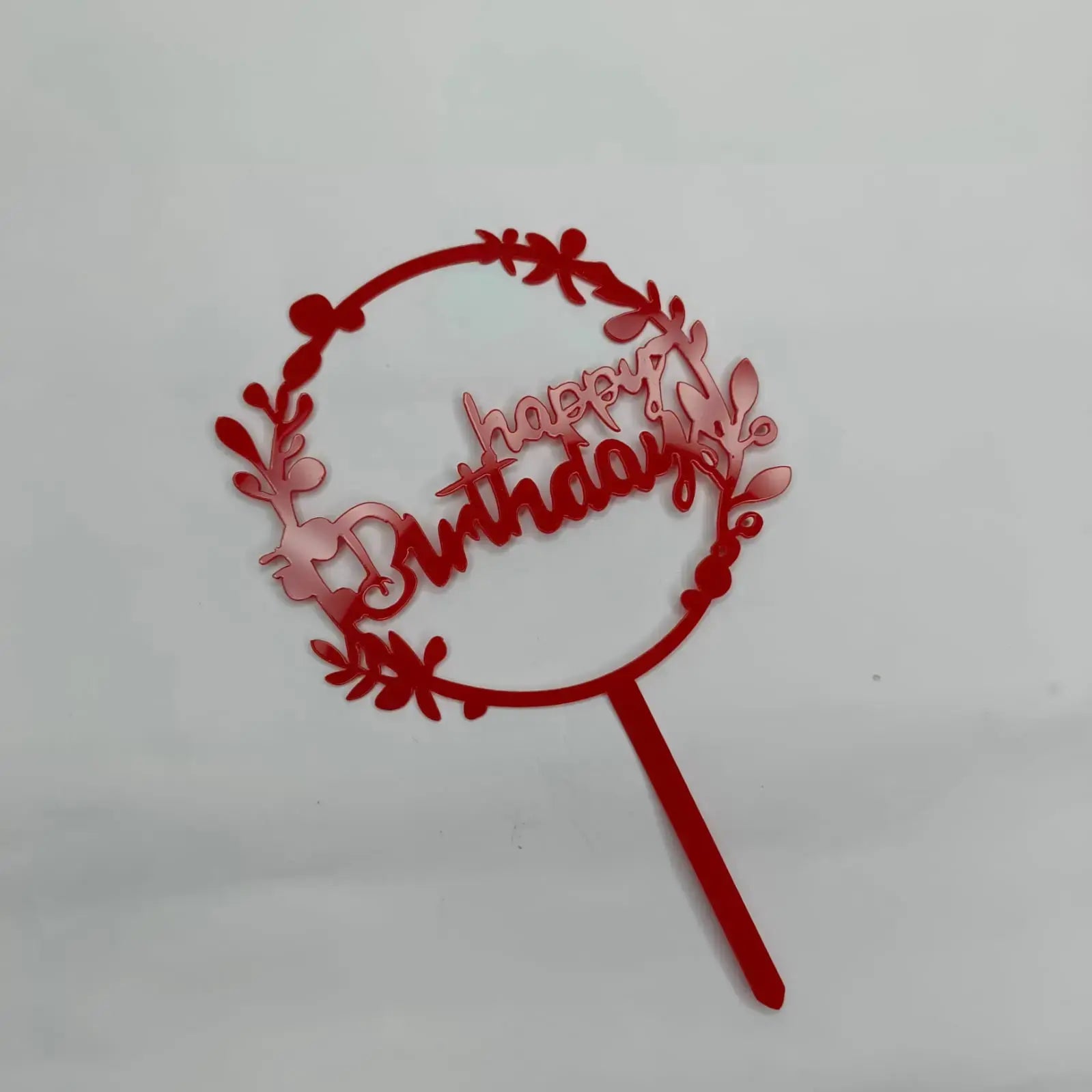 Red Acrylic Happy Birthday Cake Topper TPR049