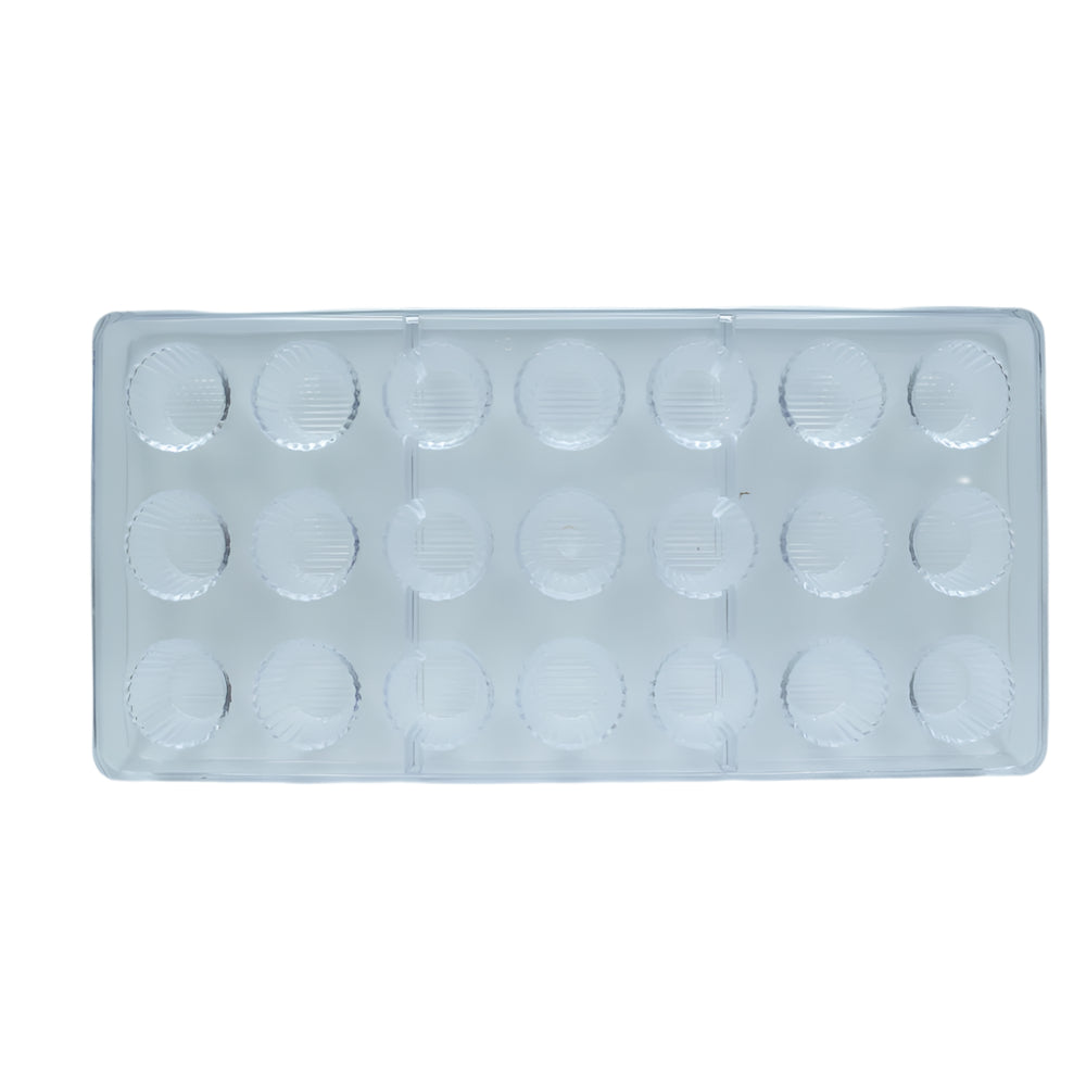 Deep Muffin Cups Shaped Polycarbonate Chocolate Mold displayed on a clear white background for precise viewing of its shape and features.