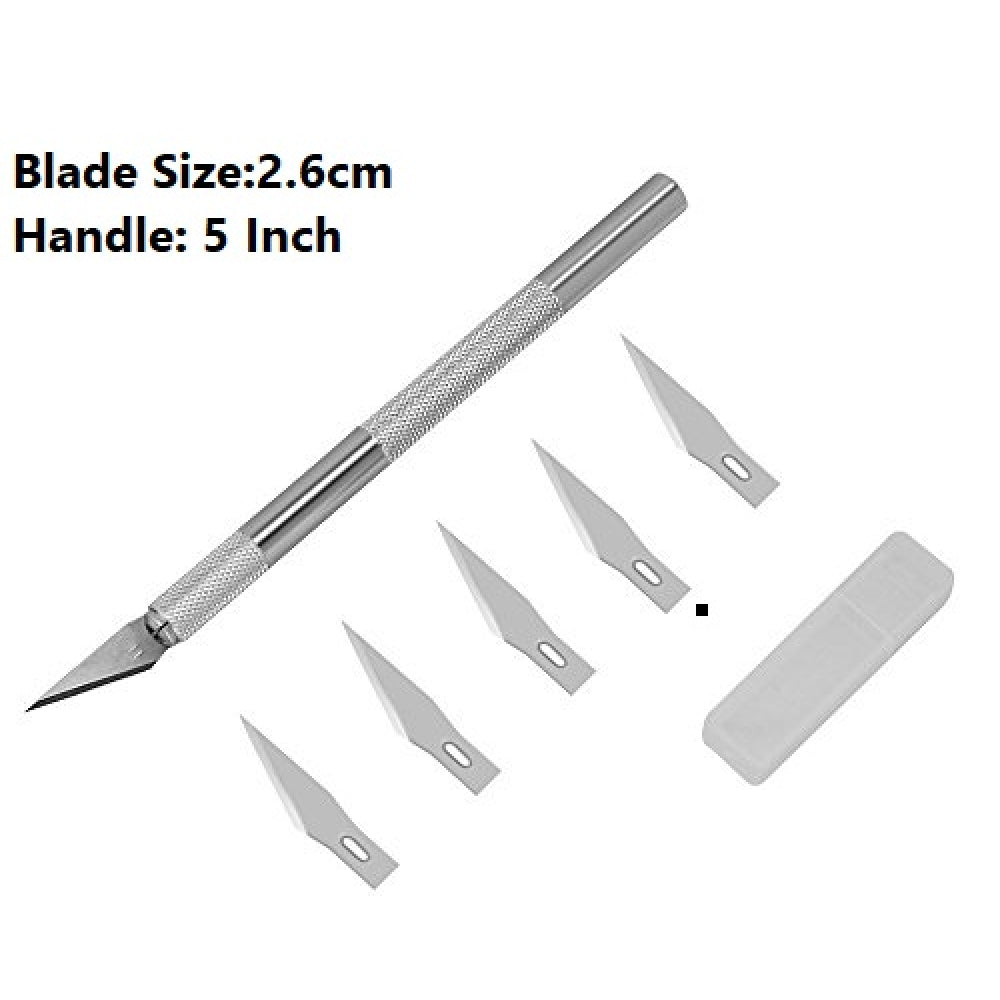 Detailing Knife Sculpting Tool with 6 Blades shown with measurements on a white background for precise size and detail reference.