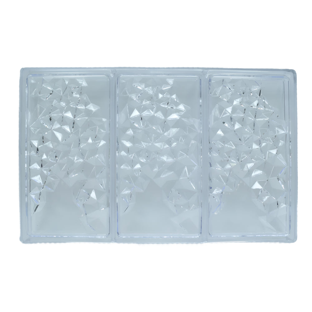 Diamond Cut Polycarbonate Chocolate Mold displayed on a clear white background for precise viewing of its shape and features.