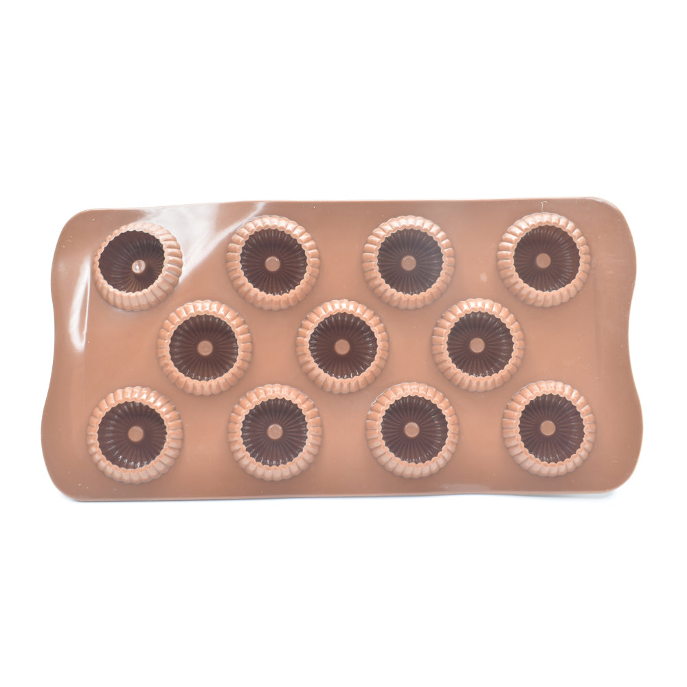 Donut Shaped Chocolate Mold viewed from a different angle on white background