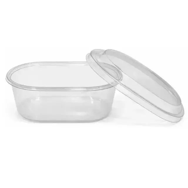 CL094 Big Rectangular PVC Dessert Container with Lid Pack of 10