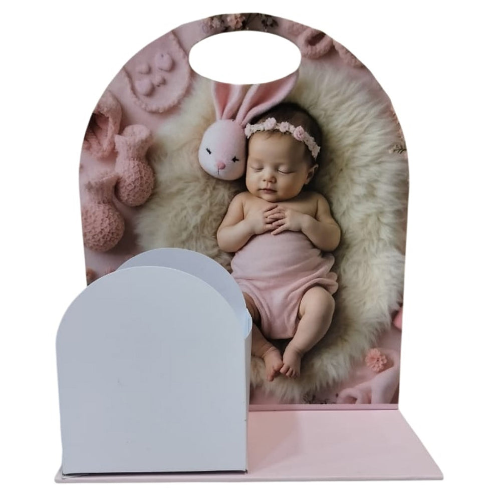 Close-up of Foldable Hamper Cake Stand fully opened on white background