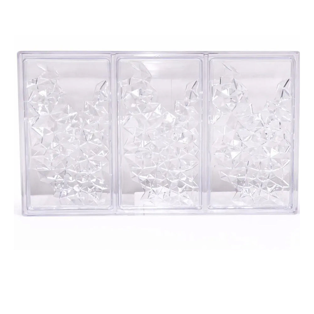 Three polycarbonate mold block panels with a decorative pattern on a white background