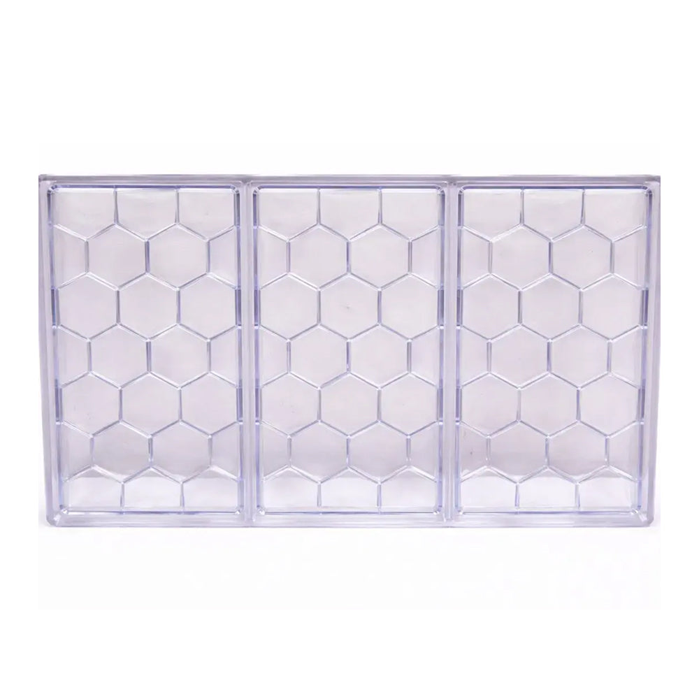 Polycarbonate mold honeycomb pattern on a white background