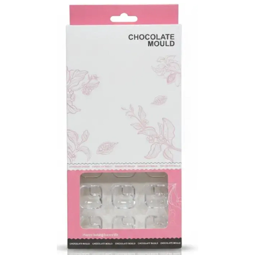 polycarbonate Chocolate mould packaging with floral design on a white background
