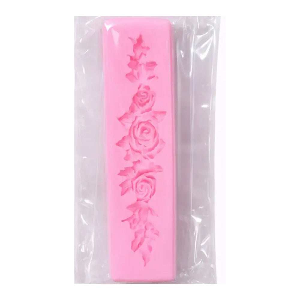 Pink rectangular block with floral design in clear packaging on a white background