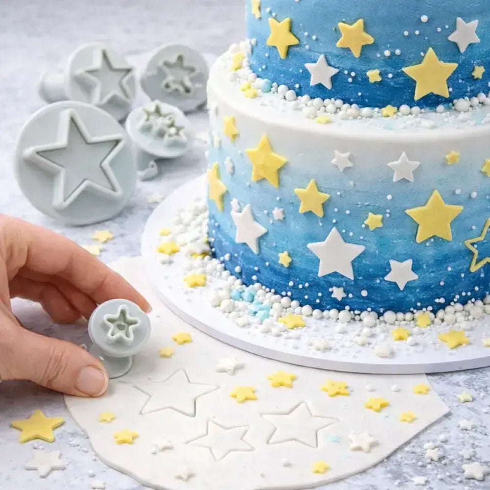 4 in 1 Star Shape Fondant Plunger Cutter Set – Cake & Cookie Decorating Tool | CT175