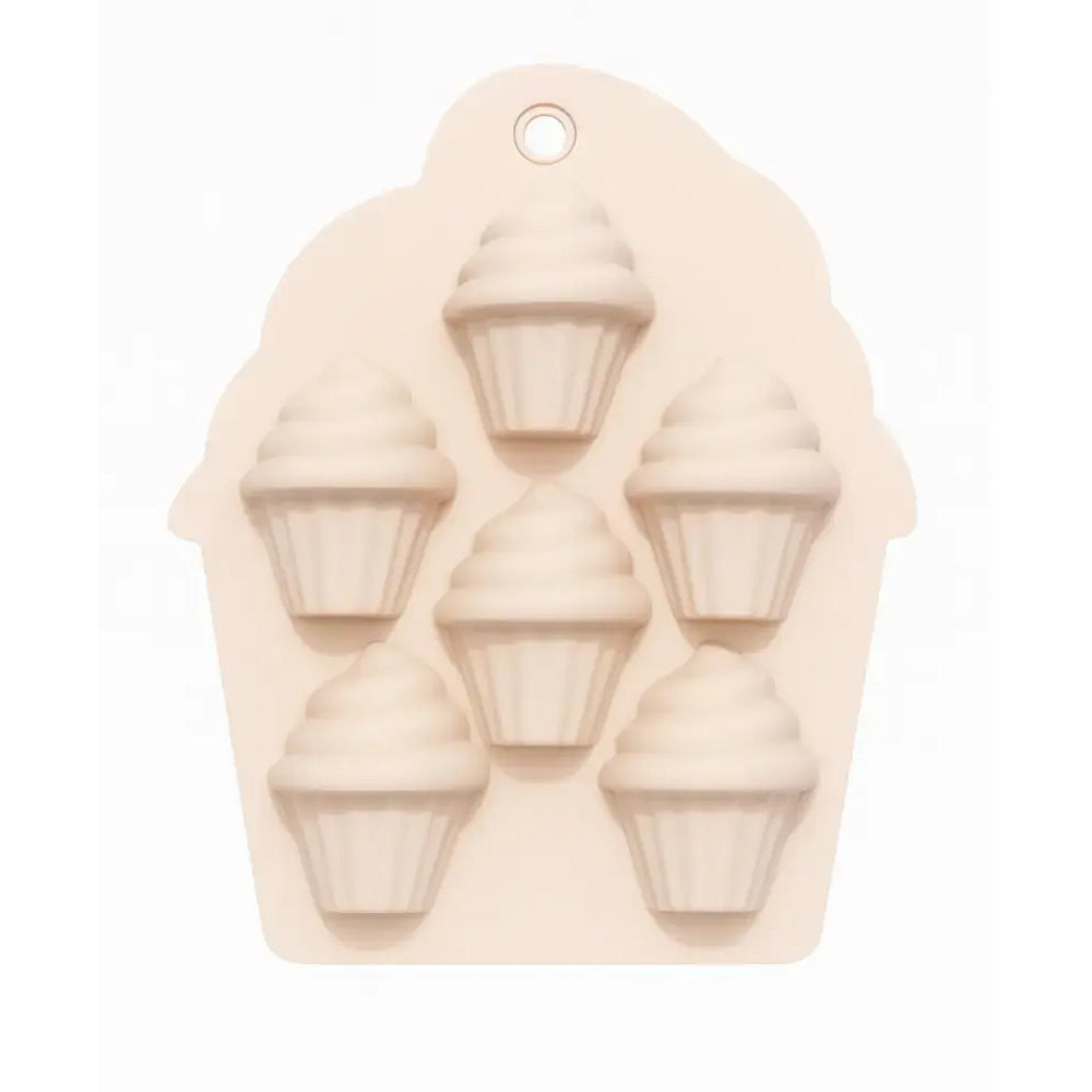 Silicone mold with ice cream cone shapes on a white background