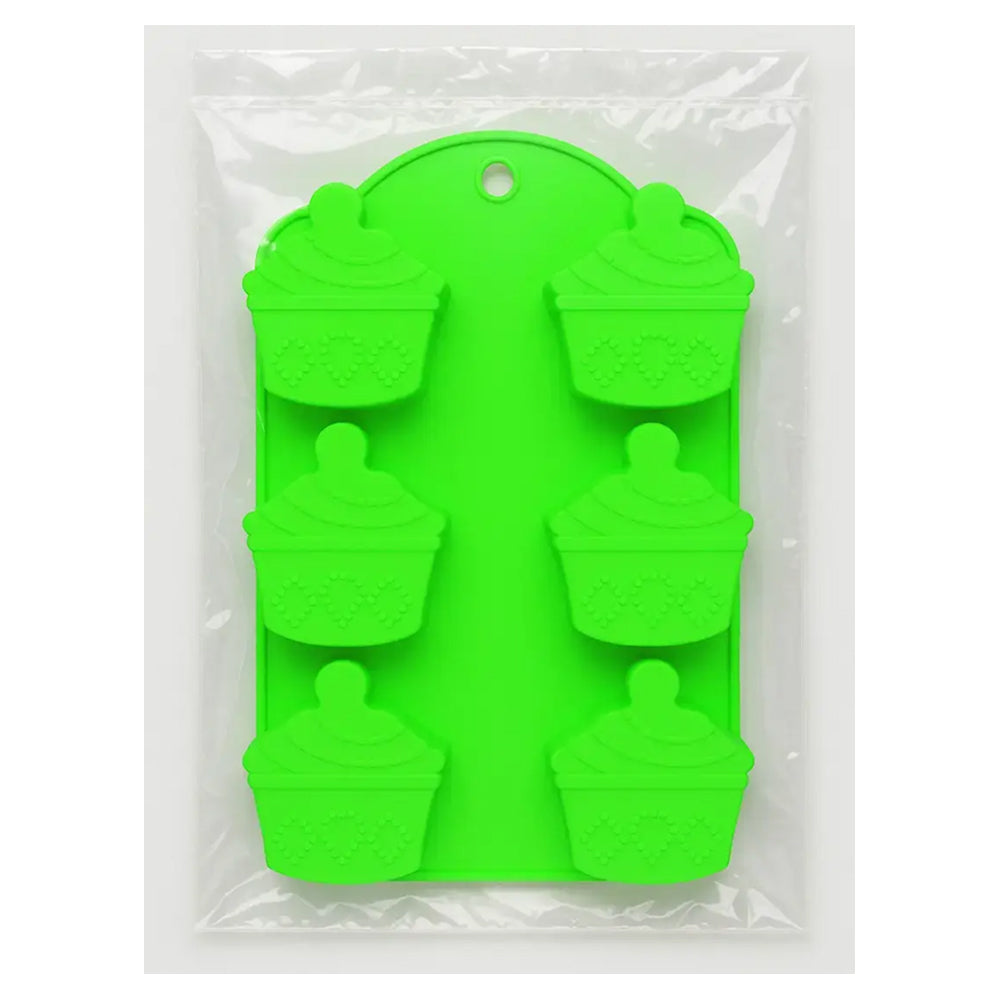 Green silicone ice cream mold in clear packaging