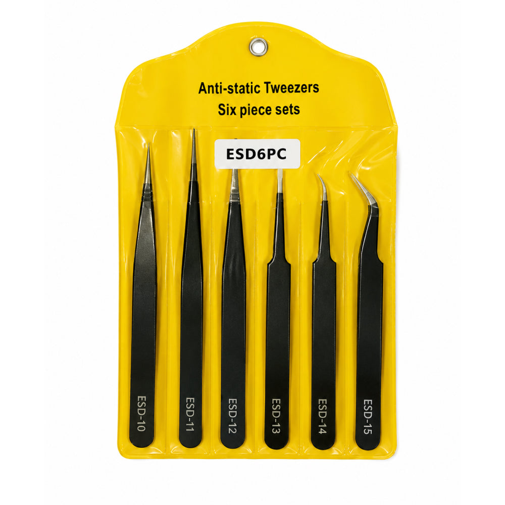 6-in-1 Anti-Static Precision Tweezers Set – ESD Stainless Steel Repair Tool Kit | BT005