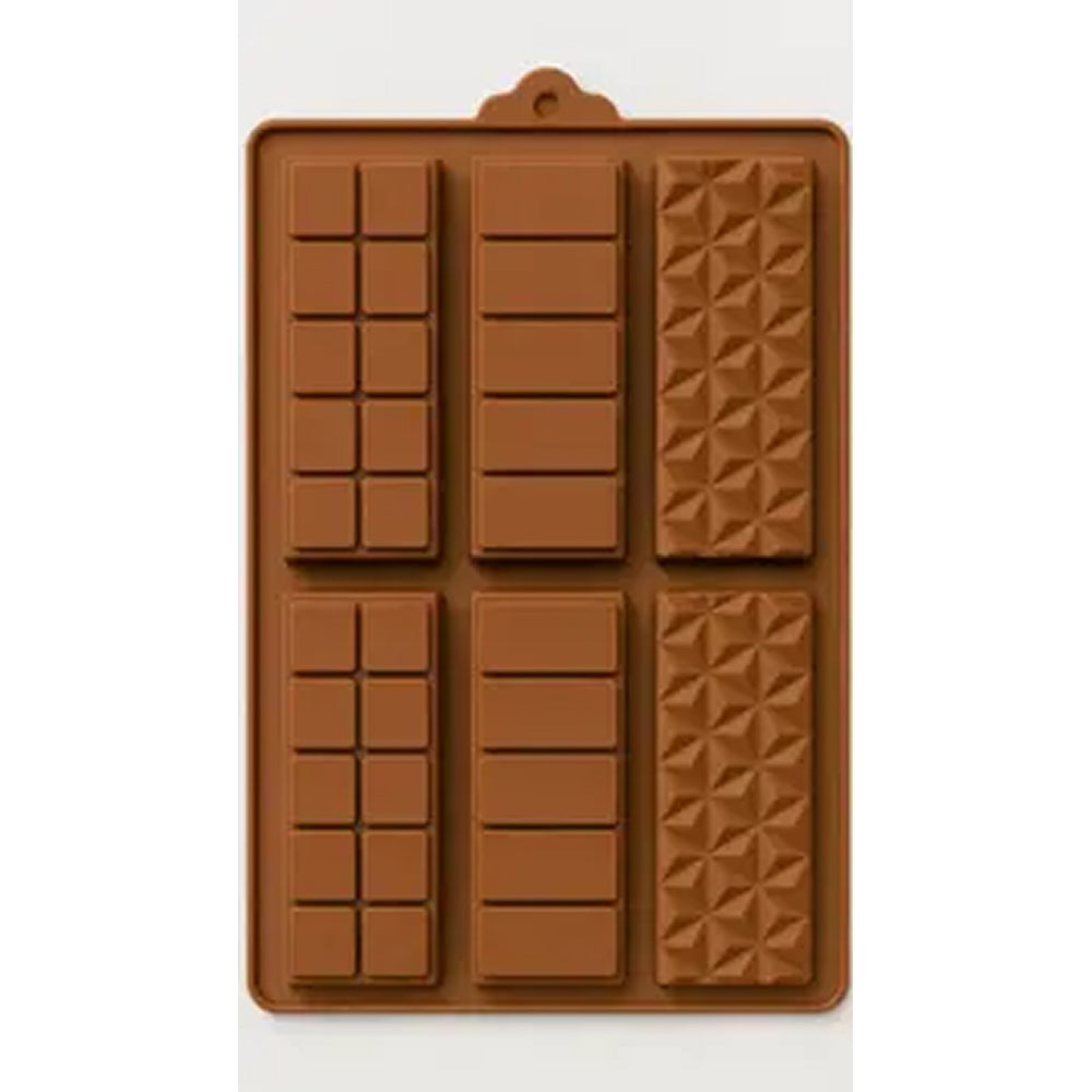 6 in 1 Silicone Chocolate Bar Mold – Multi-Design Geometric & Block Cavities | CM202