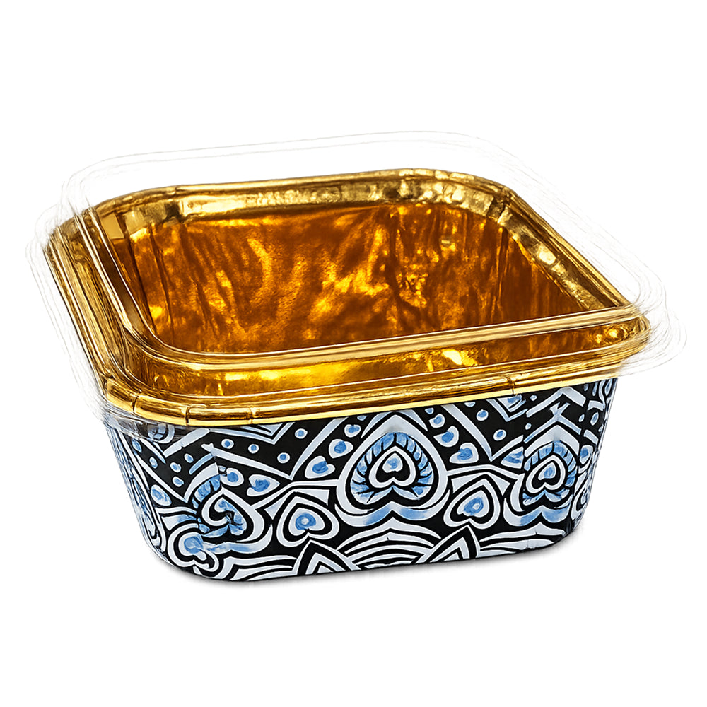 2603-6 CL043 Premium Golden Inner Paper Baking Cups with Lids – Assorted Printed Design | Pack of 10