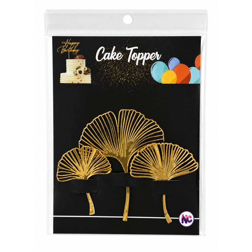 AF003 Ginkgo Leaf Cake Topper Set metallic gold finish Set