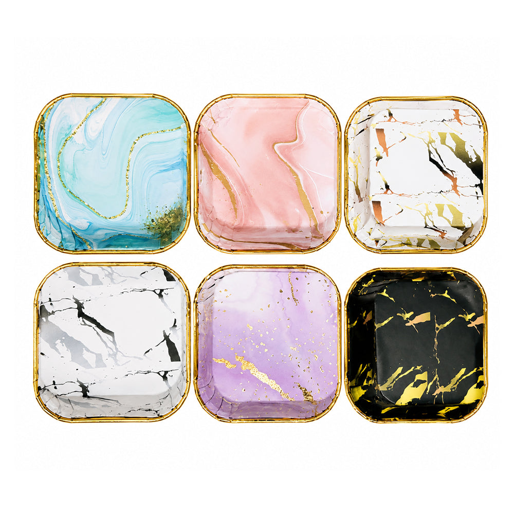 2603-7 CL045 Premium Golden Inner Paper Baking Cups With lid – Assorted Marble Design | Pack of 50