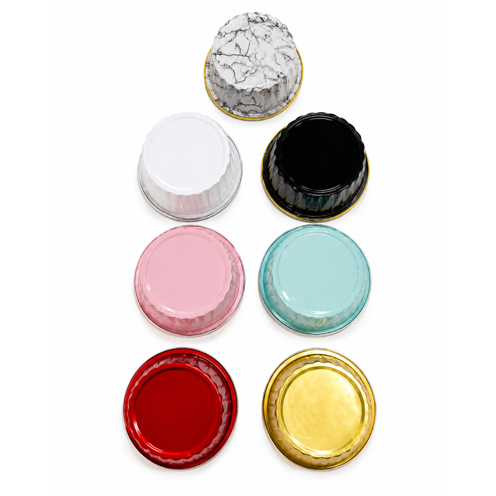 2603-19 CL079 Multicolour Round Foil Containers With Lid 10 Piece Pack